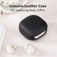 Genuine Leather Case For Samsung Galaxy Buds 2 Luxury Leather Handmade Cover For Galaxy Buds Pro Lychee Pattern Earphone Cases