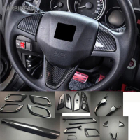 Carbon Fiber Gear Shift Frame Cover Window Glass Switch Cover For Honda Fit/Jazz GK5 3rd Gen 2014 - 2018 Interior Mouldings