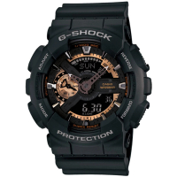 【CASIO 卡西歐】G-SHOCK 潮流黑金雙顯運動錶 母親節 禮物(GA-110RG-1A)