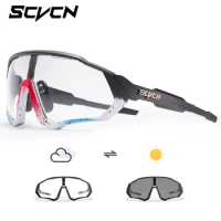 Scvcn Photochromic Men UV400 Cycling Glasses Bike Sunglasses Sports Bicycle Eyewear Mountain Bike MTB Road DrivingGoggles