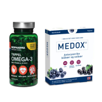 【Isbjorn挪威北極熊保健專家】挪威三倍濃縮魚油一瓶+Medox 莓達斯花青素膠囊一盒(144顆/瓶+30顆/盒)