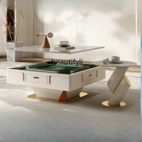 Light Luxury Stone Plate Lifting Coffee Table Mahjong Table Dining Table Double-Use Mahjong Machine Multifunctional