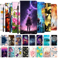 Flip Leather Case For OnePlus Nord CE 2 Lite Card Wallet Phone Cover One Plus Nord N20 SE Case Stand Bags Cute Flower Cat Fundas