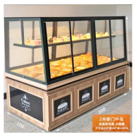 Cake shop display cabinet Bread cabinet Top bag display cabinet Side cabinet Island cabinet Glass commercial baking bread rack d