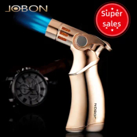 Hot Boutique Jobon Powerful Four Torch Metal Windproof BBQ Gas Lighter Flamethrower Cigarette Lighter Outdoor Lighters