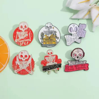 Punk Hard Enamel Pins Read books Be Kind Stay Weird Skeleton Gothic Skull Brooches Backpack Lapel Badges Jewelry Gifts Wholesale