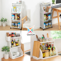 Oxihom Rak Dapur Susun Plastik Tempat Penyimpanan perlengkapan rumah