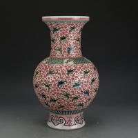 大清康熙素三彩喜上眉梢瓶古董古玩收藏真品彩繪花瓶老物件瓷器