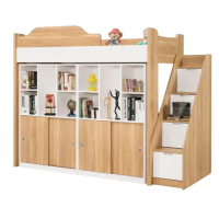 【MUNA 家居】卡爾3.7尺多功能雙開放書櫃高架床組/共兩方向(單人床 上下舖 雙層床 床架)