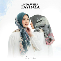 HARRAMU Jilbab Segiempat Motif Fayinza Voal Paris Premium Hijab Segi 4 Empat Kerudung Square Laser C