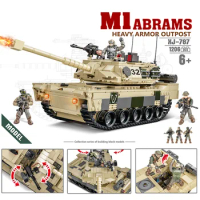 World War 2 United States M1 Abrams Tank Batisbrick Mega Building Block Army Force Action Figure WW2 Military Vehicle Brick Toy