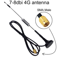 2pcs 4G Antenna 7-8 dbi LTE Double Screw Aerial 698-960 Mhz with magnetic base SMA Plug Male RG174 1M for Huawei B315/B525/B310