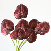 23.6" Real Touch Fake Burgundy Anthurium, Artificial Flowers, DIY Centerpieces/Floral/Wedding/Occasion/Home Decoration | Gifts