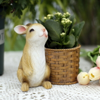可愛小兔子樹脂裝飾庭院陽臺動物擺設桌面布置花園多肉花盆擺件