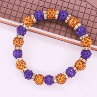 Stretch Adjust Bling Crystal Blue Yellow Beads Soror Group Label Sigma Rho Women Bracelets Jewelry
