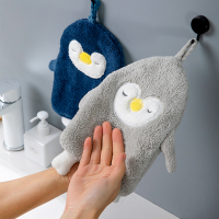 珊瑚絨企鵝擦手巾 可掛式加厚擦手巾 手帕毛巾 擦手布 不掉毛 吸水 擦碗巾 抹布 造型