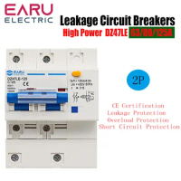 DZ47LE-125 AC400V Three-Phase Leakage Protector RCBO Overload Short Circuit Protection 2P Circuit Breaker Switch 80A 100A 125A