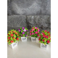 (COD) BUNGA MAWAR PLASTIK BONSAI MAWAR HIAS ARTIFICIAL BUNGA MEJA Flower Hiasan