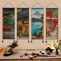 日式風格裝飾畫浮世繪掛畫布藝客廳臥室掛毯墻面裝飾壁畫掛布墻布