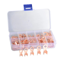 Penyambung Kelim Wayar Terbuka, Kit Terminal Lug Cincin Tembaga, 70PCS, OT 10A-50A