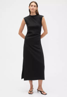GAP Ruched High Neck Knit Maxi Dress