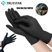 100/80/50/10Pcs Tattoo Latex Gloves L/M/S Permanent Black Nitrile Glove Safety Protection Tattoo Gloves for Tattoo Accessories