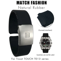 21mm Soft Silicone Rubber Watchband for Tissot T-TOUCH T013 T013420A Black Orange Sport Waterproof Strap Tools Folding Buckle