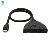 500pcs/lot 3 Port 3in1 1080P 3D hdmi hub HDMI Switcher Switch Splitter Hub with Cable for PC HDTV DVD PS3 Xbox 360 High Quality