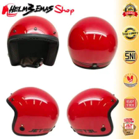 Helm Bogo Retro JETSTAR LINE red Ferary + kaca helm