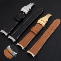 22mm Metal End Link Curved End With Italy Genuine Leather Watchband For TUDOR Strap 41mm Black Bay GMT Belt Fold Buckle