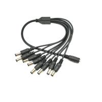 Cáp nguồn camera giám sát 12V đồng nguyên chất DC 1 ra 8 đầu đực cái, dây chia nguồn 1 ra 8 DC 5.5/2