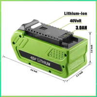 40V 3000mAh GreenWorks Replacement Battery 29462 29472 40V 3.0Ah Tools Lithium ion Rechargeable Battery 22272 20292 22332 G-MAX