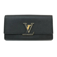 【Louis Vuitton 路易威登】M61248 經典Capucines系列Taurillon牛皮信封式翻蓋長夾(黑色)