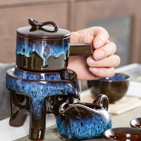 家用天目釉陶瓷窯變建盞功夫茶具套裝自動石磨茶壺茶杯泡茶器懶人