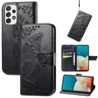 Cute Butterfly Case for Samsung Galaxy A73 (6.7in) 5G Cover Flip Leather Wallet Book Black GalaxyA73 SM-A736B 73A A 73 A736