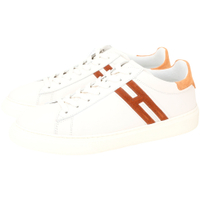HOGAN H365 H 撞色麂皮牛皮繫帶運動鞋 小白鞋(男鞋/橘棕色)