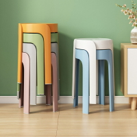 沙發凳 凳子 塑料凳子靠背加厚椅子家用可疊放餐桌高板凳簡約圓凳北歐餐椅