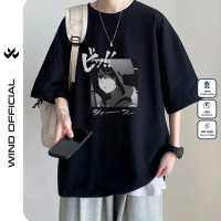Áo thun tay lỡ WIND unisex form rộng ANIME03 65% cotton thời trang nam nữ oversize ulzzang