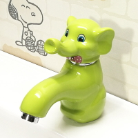 幼兒園感應水龍頭創意陶瓷卡通冷熱兒童彩色大象洗手池單冷洗手盆