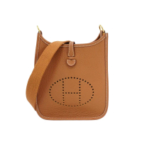 Hermes Mini Evelyne TC牛皮金釦斜背包(金棕)