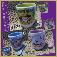 New Mug Keramik Plus Sendok Karakter BT21