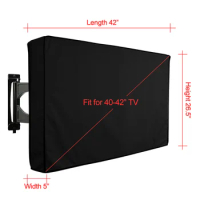 Outdoor TV Cover 40" to 42" Waterproof Dustproof TV Protector Remote Control Pocket Bottom Cover for LED LCD Plasma TV