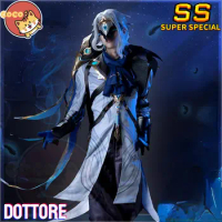 CoCos-SS Game Genshin Impact Dottore Cosplay Costume Game Cos 2rd Eleven Fatui Harbingers The Doctor Costume and Cosplay Wig