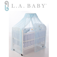 【美國 L.A. Baby】豪華全罩式嬰兒床蚊帳(加大加長型/淡藍色)