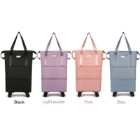 Folding Luggage Bags Large Capacity Collapsible Trolley Bag Oxford Cloth Dry-Wet Separation Unisex Business Trip Bag