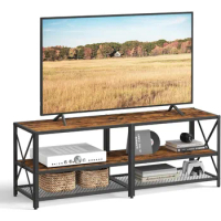 VASAGLE TV Stand, Console for Up to 65 Inches, Table, 55.1 Inches Width, Cabinet with Storage Shelves
