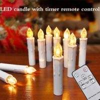 LED Candles With Flashing Flames Battery Operated Christmas Tree Candle Timer Remote Control New year's Decoration Fake candles