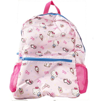 小禮堂 Hello Kitty 折疊尼龍後背包 旅行背包 盥洗包 手提化妝包 (粉 行李箱)