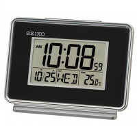 SEIKO 雙鬧鐘 溫度/日期顯示 電子鍾(QHL068K)-黑/9x12.7cm