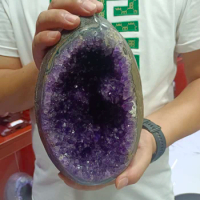Very Large Natural Brazilian Amethyst Dinosaur Egg Crystal Cave Raw Stone Hand-Polished Housemoving Office Feng Shui Ornaments